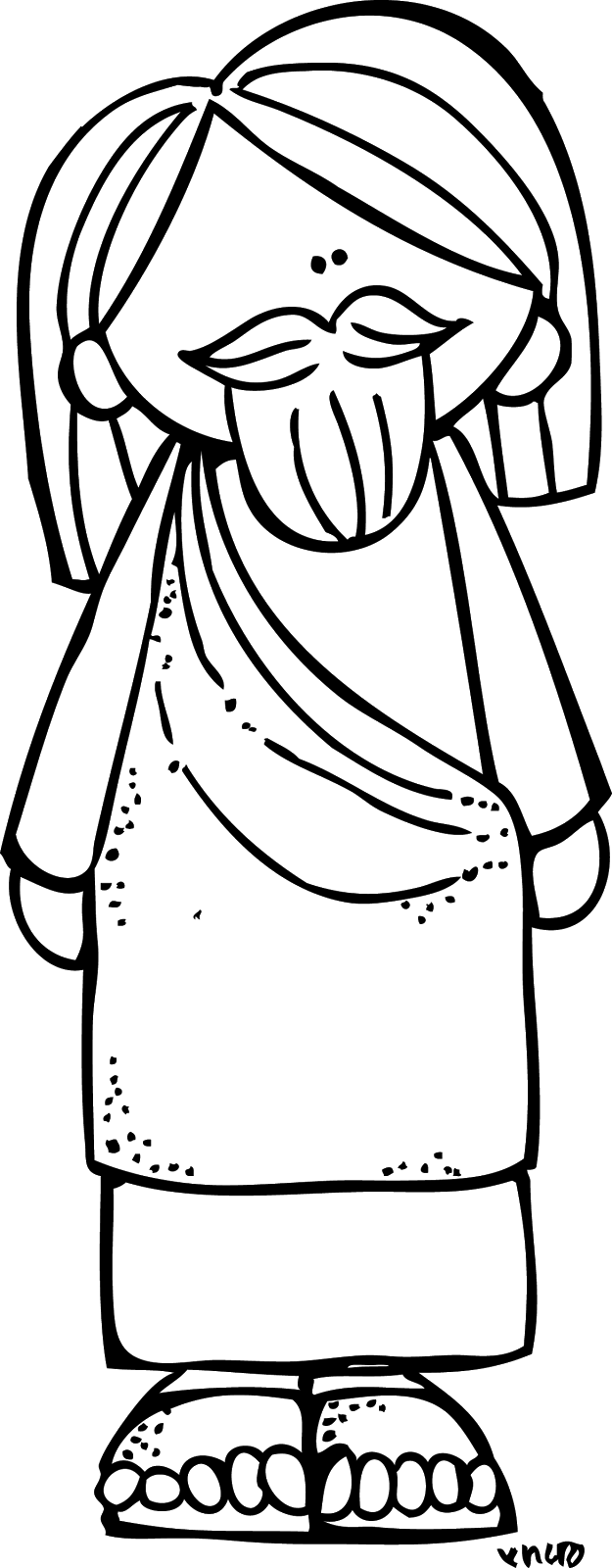 Png Free Bible Characters Clipart Black And White - Cartoon Jesus Clipart Black And White Transparent Png (625x1600), Png Download