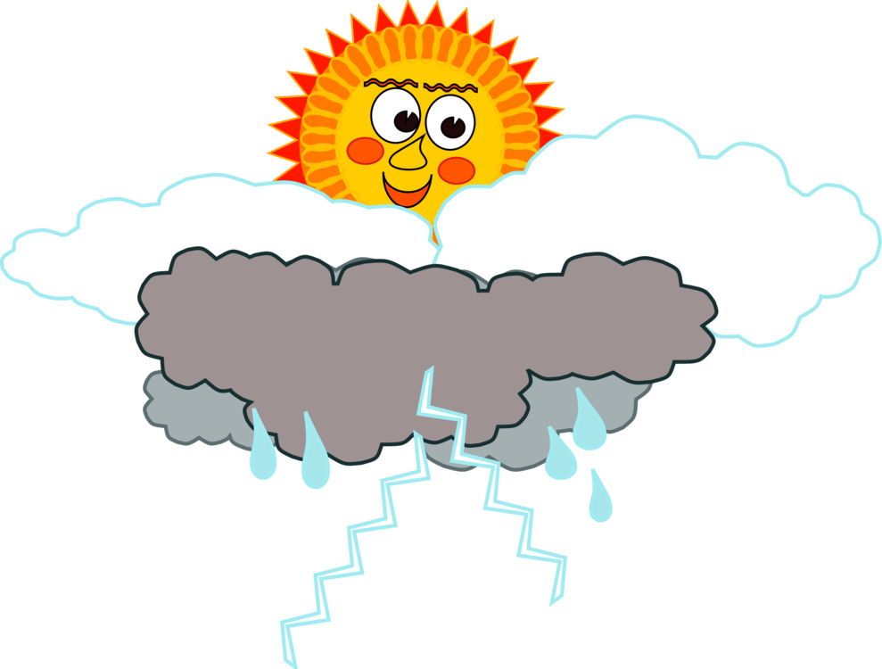 Cloud Rain Lightning Computer Icons Drawing - Cloud Clipart (989x750), Png Download