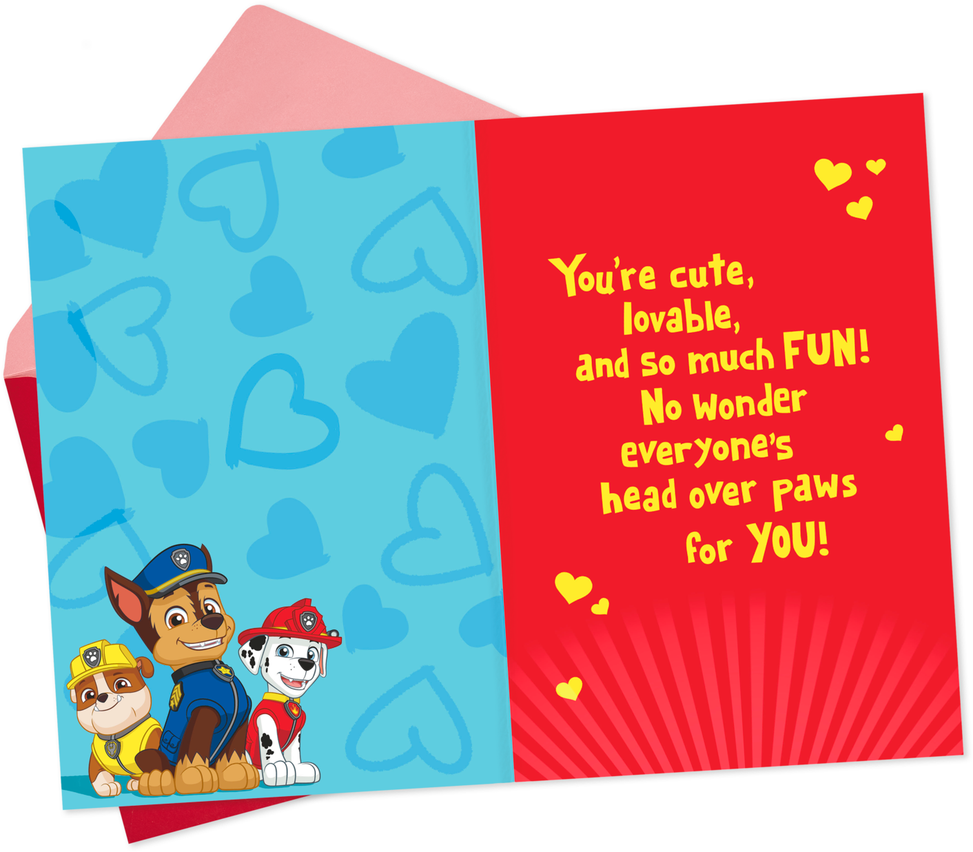 Nickelodeon Paw Patrol Hug Day Valentine's Day Card - Cartoon Clipart (1412x1236), Png Download