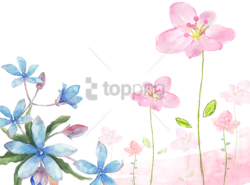 Free Png Download Watercolor Flowers Background Png - Transparent Background Flower Watercolor Png Clipart (850x631), Png Download