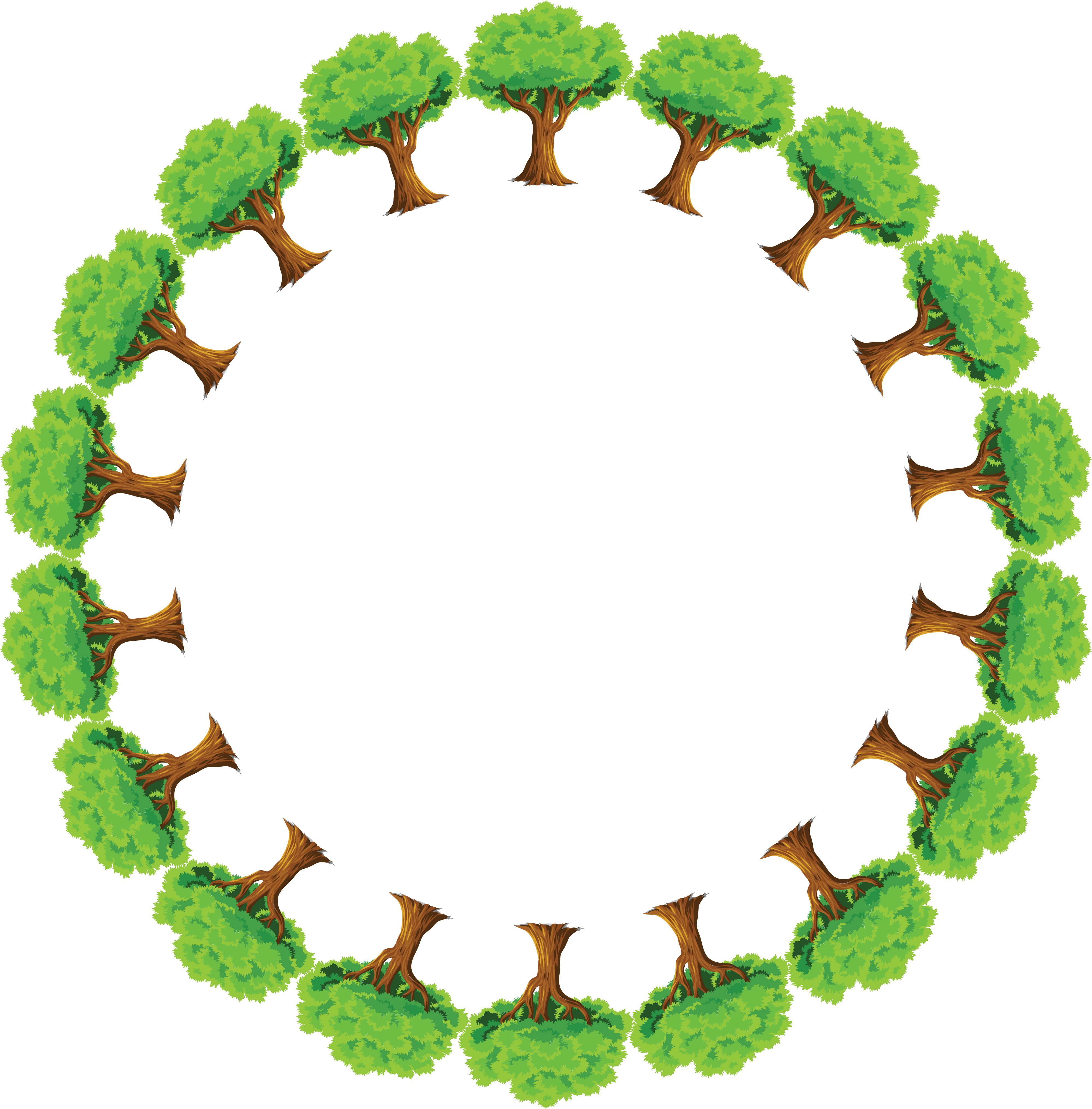 Free Clipart Of A Round Frame Of Trees - Trees In A Circle Clipart - Png Download (4000x4061), Png Download