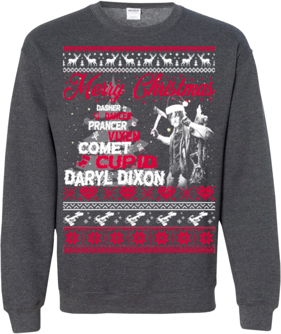 Daryl Dixon Ugly Christmas Sweater Merry Christmas - Vampire Diaries Custom Shirts Clipart (1155x1155), Png Download