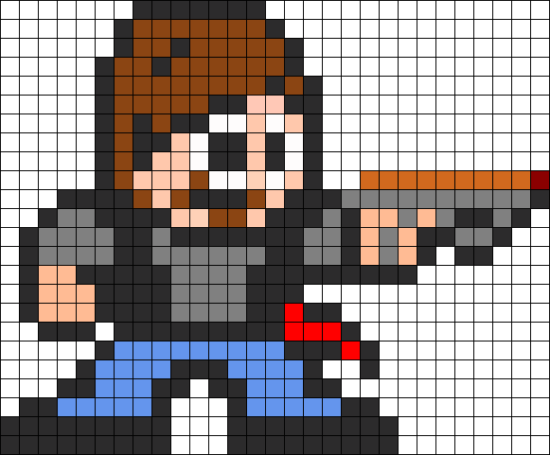 Daryl Dixon Perler Bead Pattern / Bead Sprite - Minecraft Pixel Art Walking Dead Clipart (610x505), Png Download