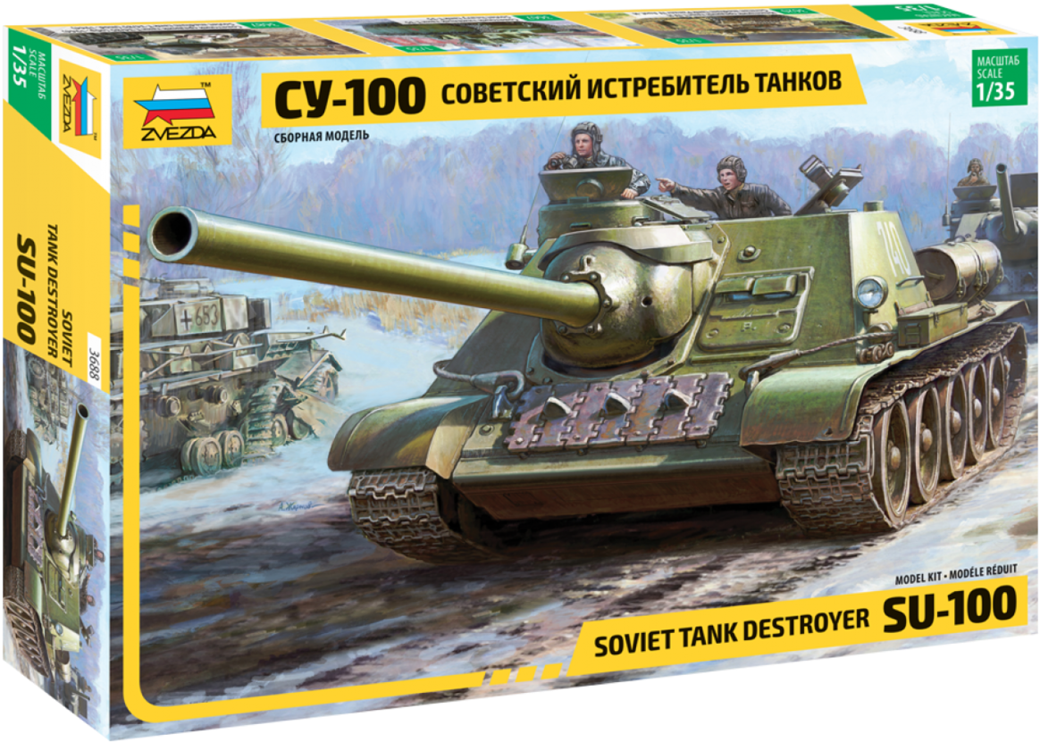 Soviet Tank Destroyer Su-100 - Zvezda 1 35 Su 100 Review Clipart (1199x900), Png Download