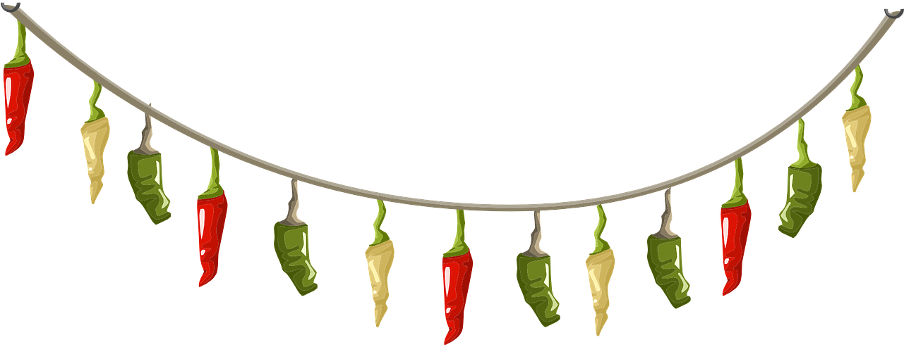 Peppers Spices Hanging Chili Png Image - Chili Pepper String Lights Png Clipart (1280x640), Png Download