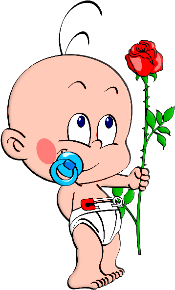 Cute Baby With Flowers Cartoon Cliprt Imagesre On - Funny Baby Cartoon - Png Download (600x600), Png Download
