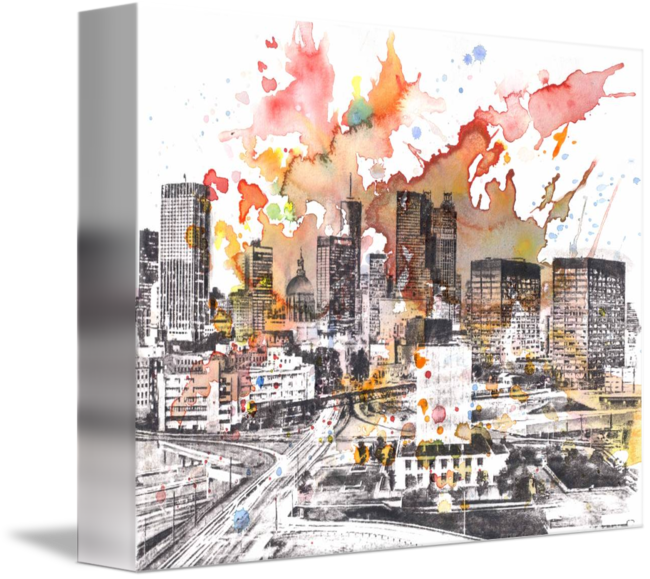 Atlanta Watercolor Clipart (650x579), Png Download