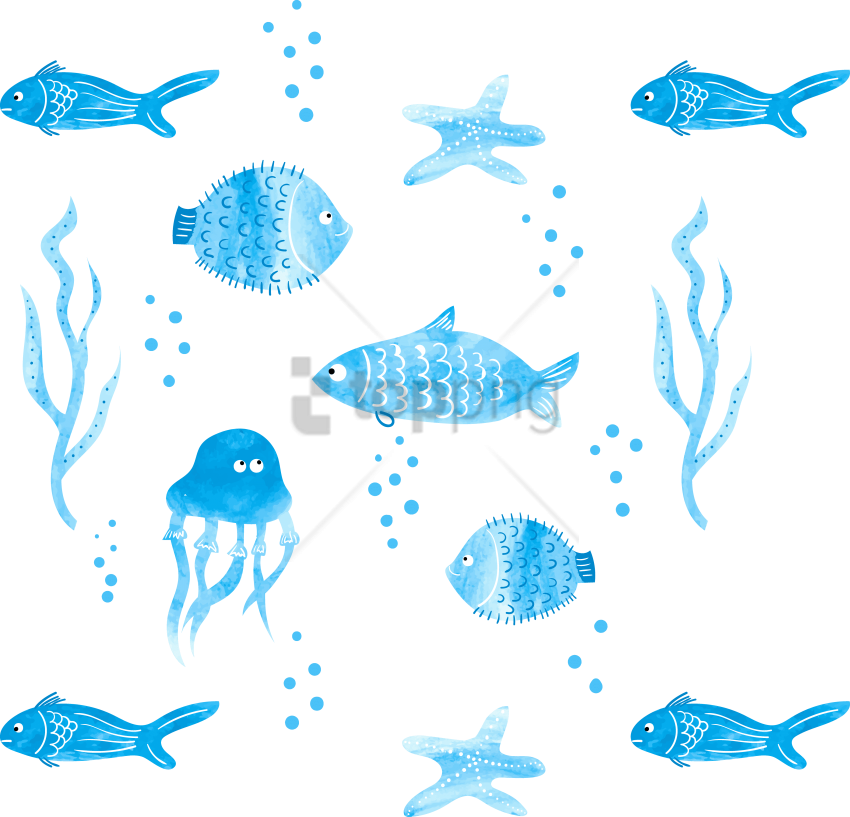 Free Png Watercolor Fish Png Image With Transparent - Blue Png Watercolor Fish Clipart (850x817), Png Download