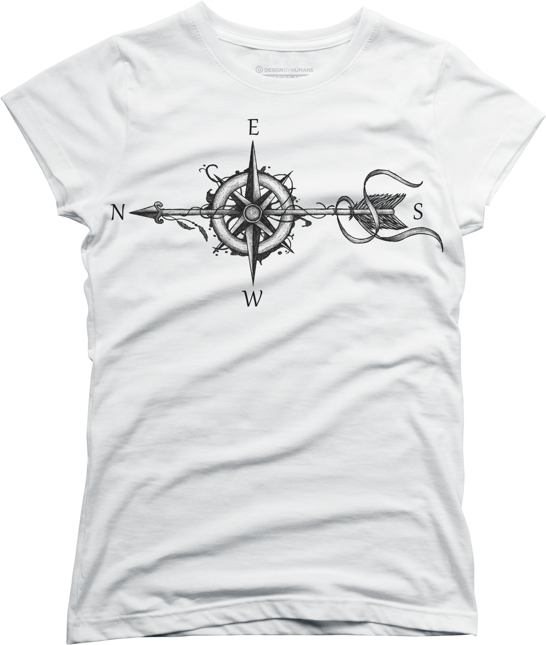Compass With Arrow Womens T Shirt - Active Shirt Clipart (2100x2400), Png Download
