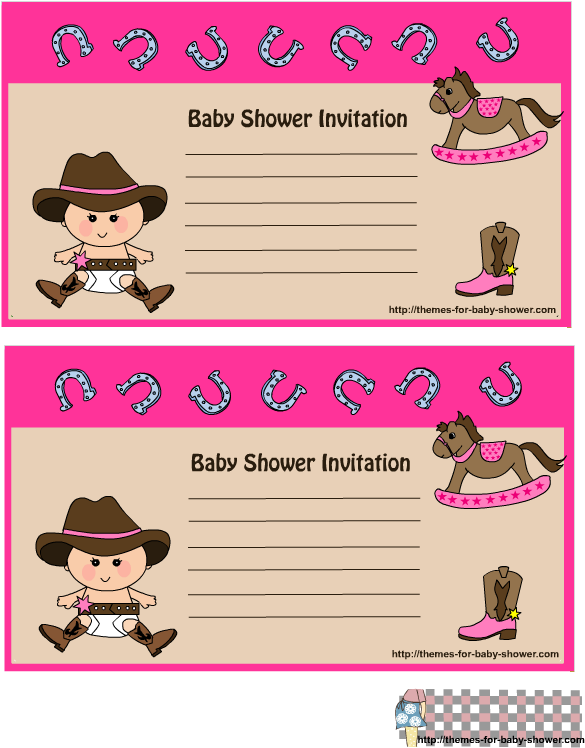 Cowgirl Baby Shower Invitations 2 - Tarjetas Para Baby Shower Varon Para Imprimir Clipart (612x792), Png Download