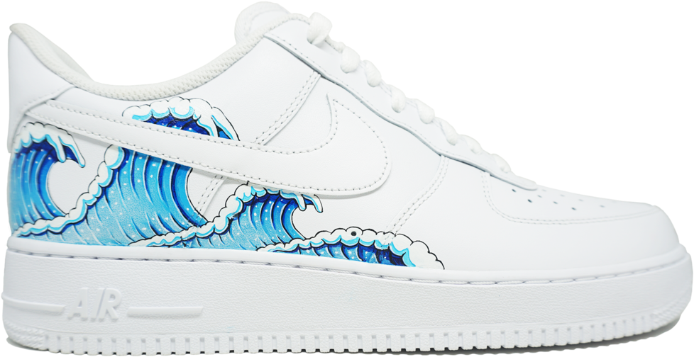 Nike / Blue Wave - Air Force 1 Waves Custom Clipart (1000x1001), Png Download