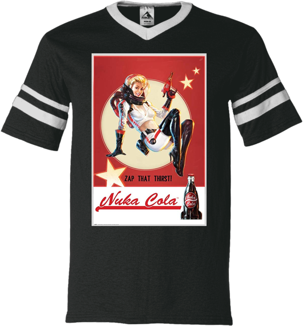 Nuka Pin Up Fan 360 Augusta V-neck Sleeve Stripe Jersey - Fallout 4 Nuka Cola Poster Clipart (1155x1155), Png Download