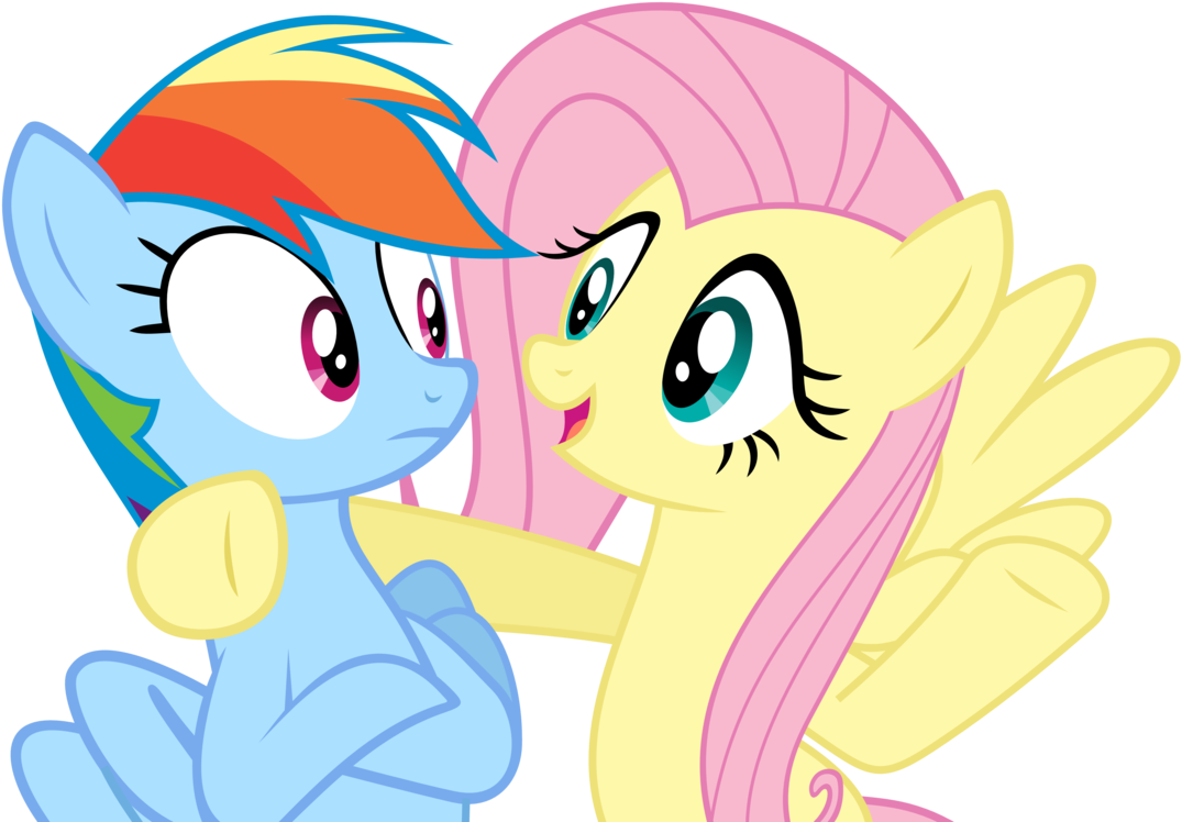 Fluttershy Huging Rainbow Dash - Rainbow Dash I Fluttershy Clipart (1280x800), Png Download