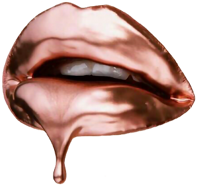 Lipstick Lips Rose Gloss Ftestickers Tumblr Mouth Scglitch - Rose Gold Dripping Lips Clipart (712x662), Png Download