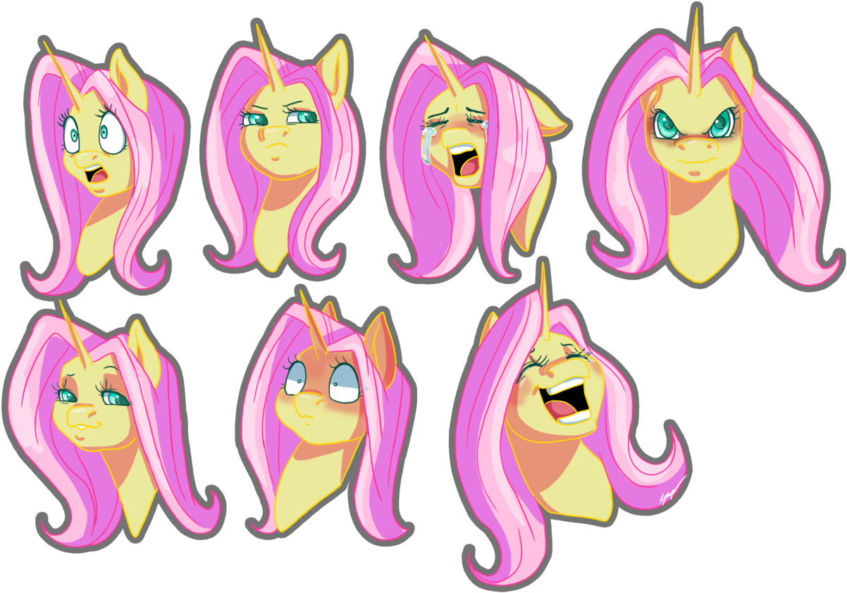 Unicorn Fluttershy Emotion Board - Mlp Generation 5 Leak Clipart (1280x887), Png Download