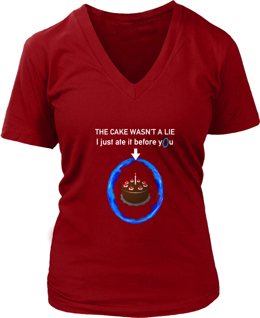 Portal The Cake Is Not A Lie Women's V Neck T Shirt - Haha Made You Read Clipart (1024x1024), Png Download