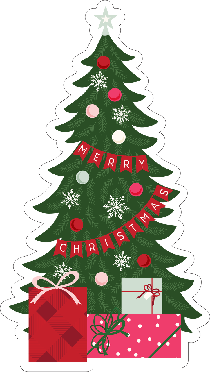 Tree With Presents Print & Cut File - Christmas Tree Clipart (724x1280), Png Download