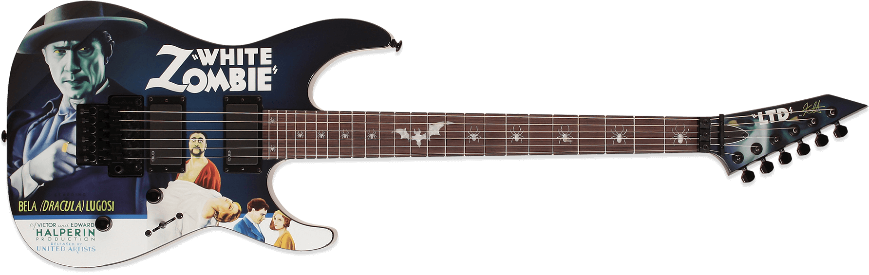 Kirk Hammett Png Transparent Images - Esp White Zombie Guitar Clipart (1784x565), Png Download