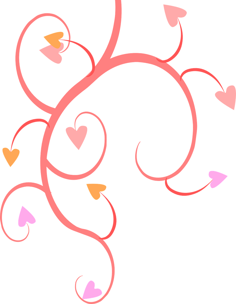 Vines Growing Pink Hearts Png Image - Lineas De Corazones Png Clipart (993x1280), Png Download