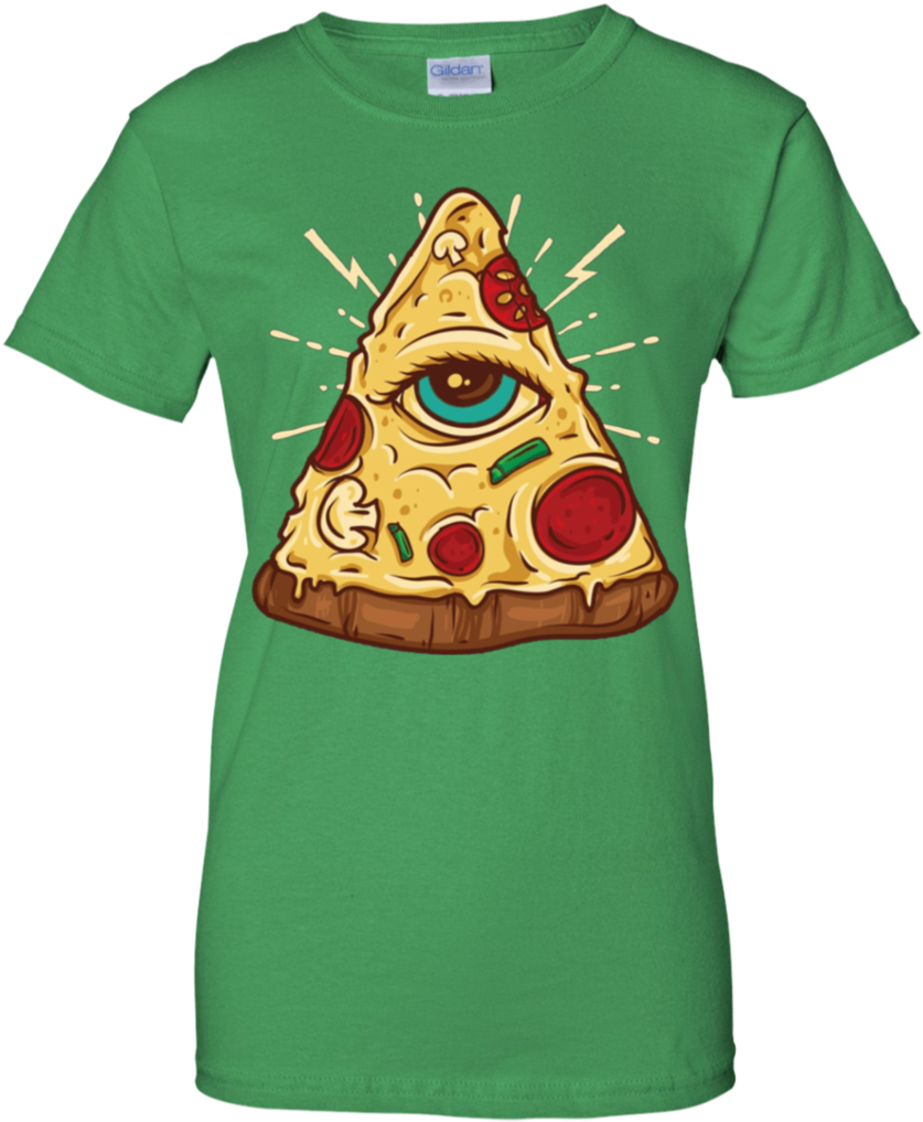 Illuminati Pizza All Seeing Eye Funny Junk Food Apparel - Illuminati Illustration Clipart (837x1017), Png Download