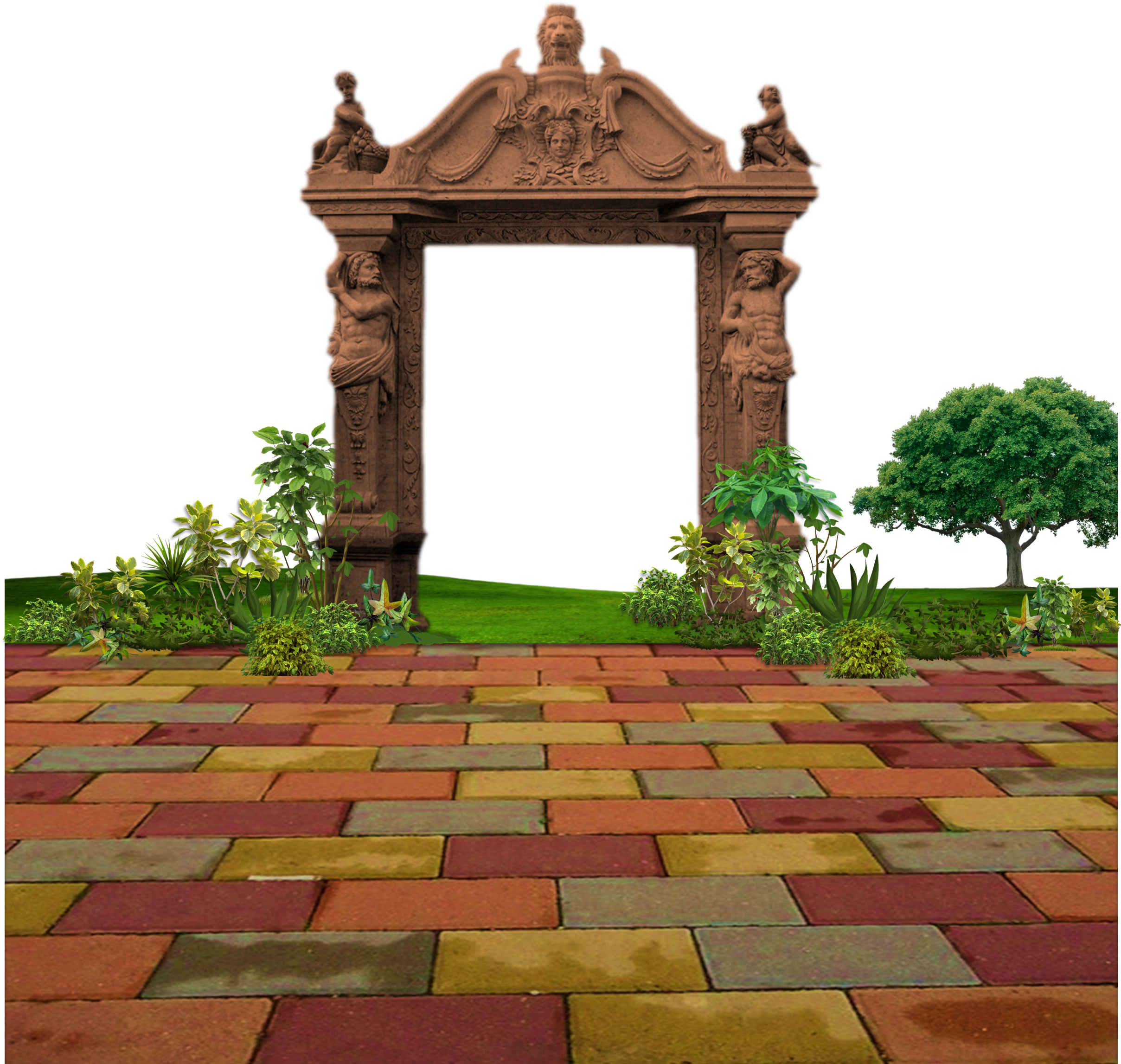 Colorful Pavement Pavers Walkway 790840 - Walkway Png Clipart (2432x2394), Png Download