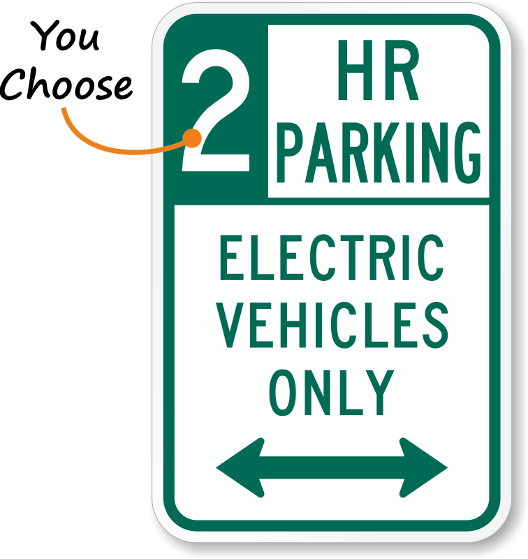 2 Hour Parking Electric Vehicles Arrow Sign - Sign Clipart (756x800), Png Download