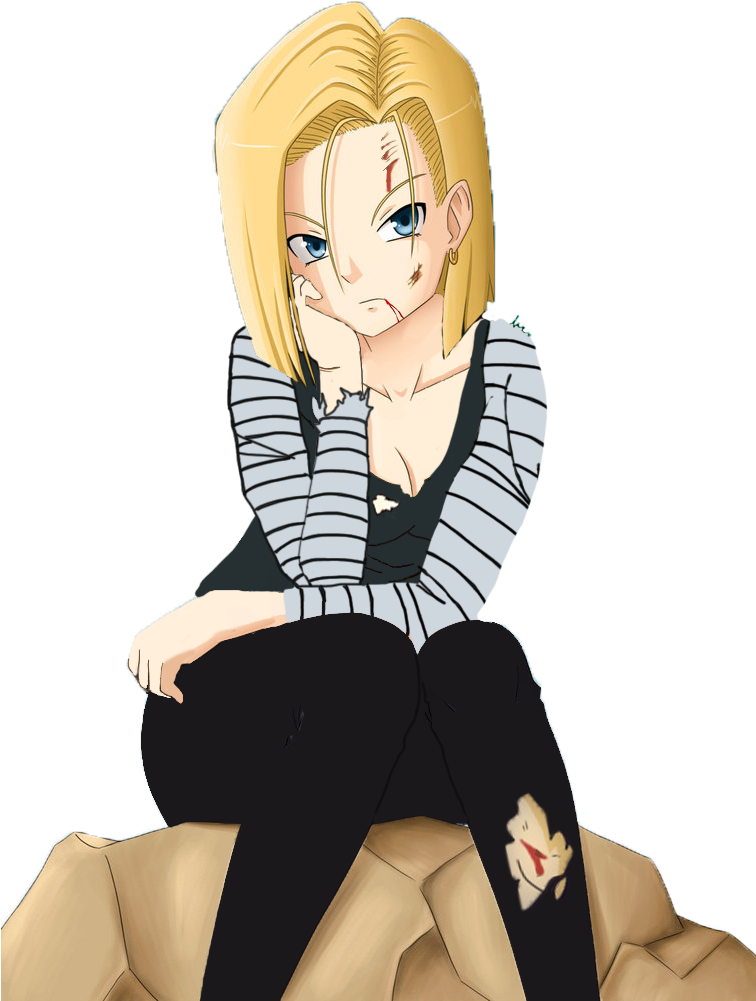1884931 - Android 18 Ripped Clothes Clipart (755x1057), Png Download
