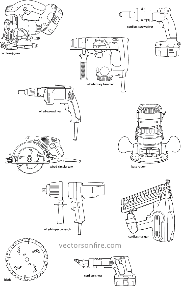Power Tools Set Free Download - Power Tools Clipart (717x1136), Png Download