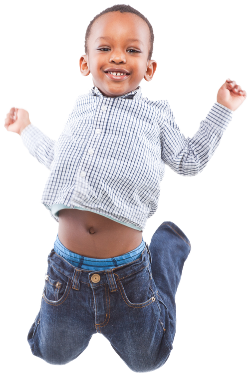 Kid Jumping Png Black And White - Happy Black Kid Png Clipart (503x754), Png Download