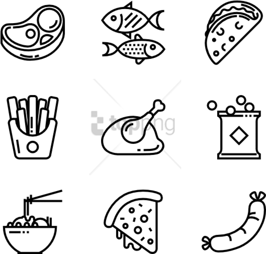 Free Png Fast Food - Food Icons Png Clipart (850x812), Png Download