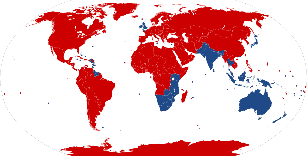 Countries Driving On The Left Or Right - Countries In The World That Drive Clipart (1280x650), Png Download