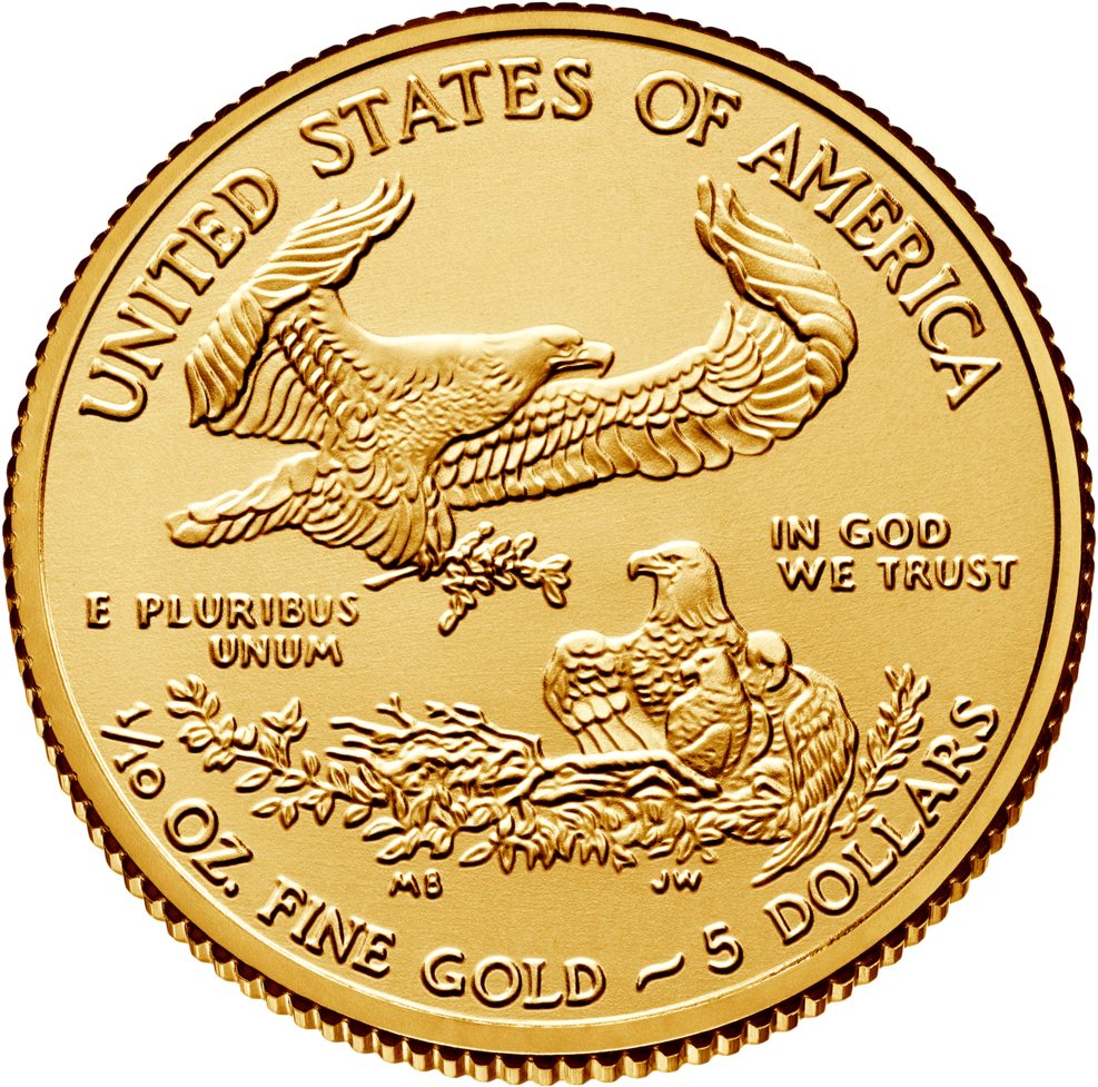 2018 $5 American Eagle Gold, Bu Mint Condition , Png - American Gold Eagle 1 2 Oz Clipart (987x977), Png Download