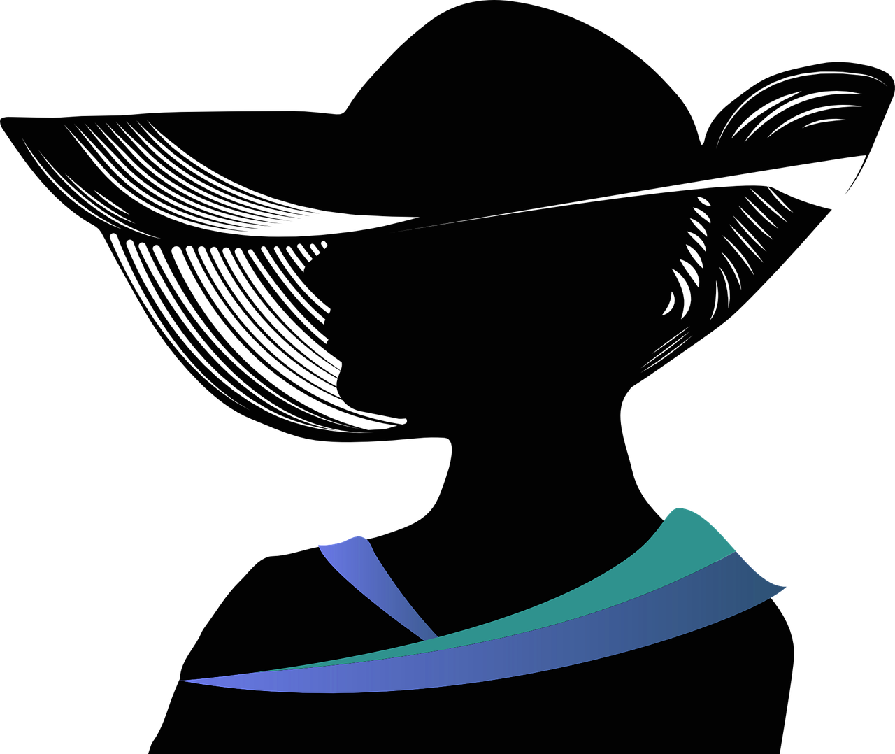 Female, Woman, Silhouette, Abstract, Lady, Design, - Fancy Hat Clip Art - Png Download (1280x1078), Png Download