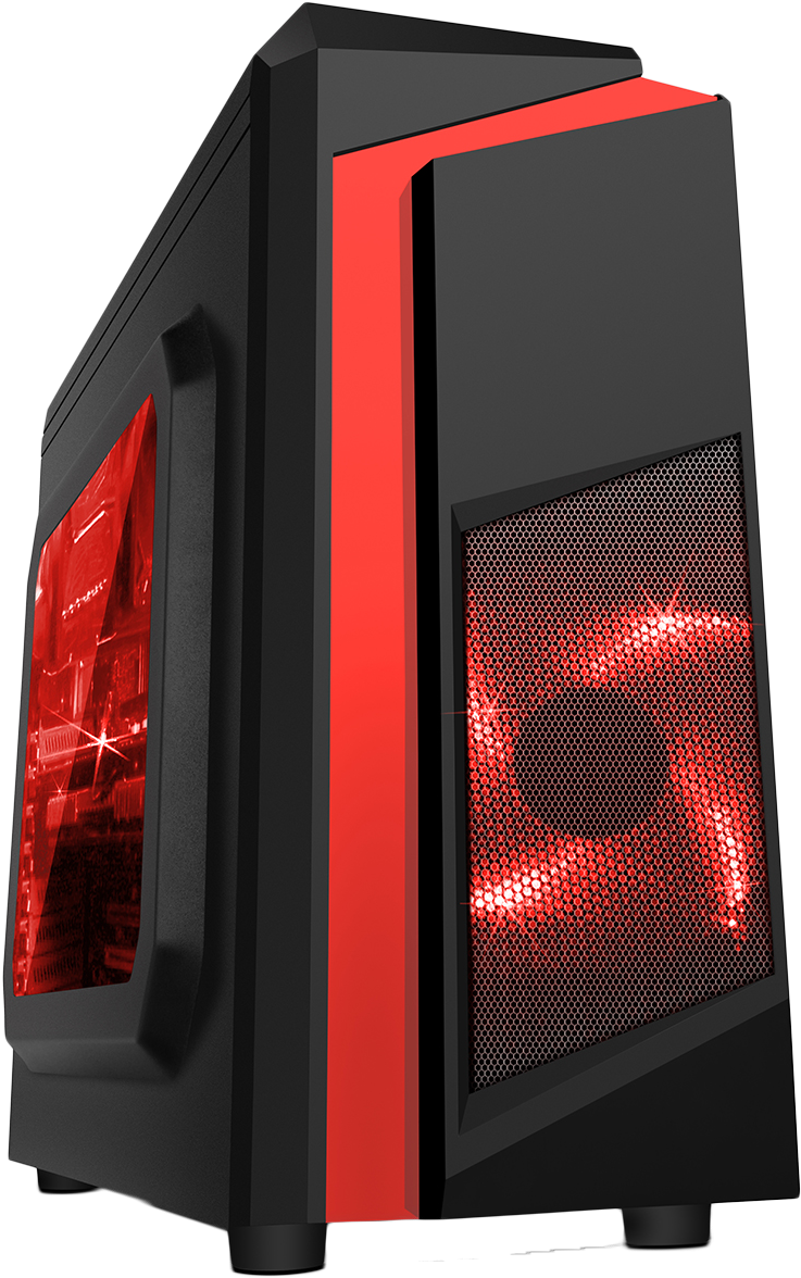 F3 Black Micro-atx Case With 12cm Red Led Fan & Red - Cit F3 Clipart (1200x1200), Png Download