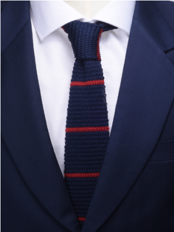 Navy W/red Stripe Knitted Tie - Formal Wear Clipart (750x450), Png Download