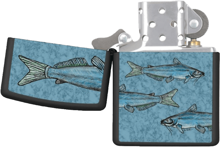 Blue Catfish Zippo Lighter - Sardine Clipart (843x910), Png Download