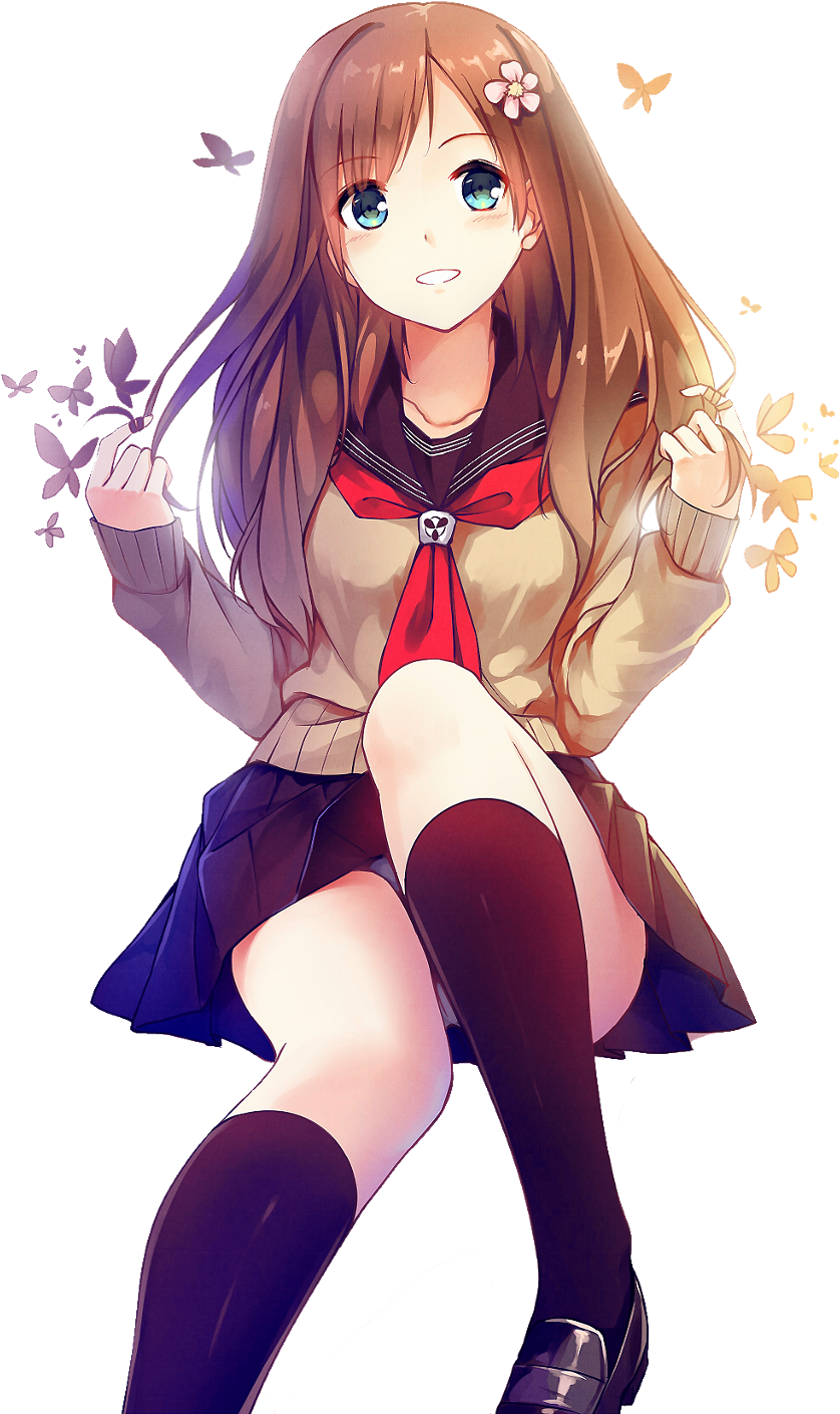 #anime #cute #animegirl #girl #brownhair #interesting - Brown Haired Anime Girl Transparent Clipart (1024x1447), Png Download
