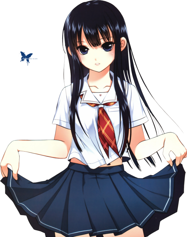 Anime Girl Long Black Hair Clipart (640x813), Png Download