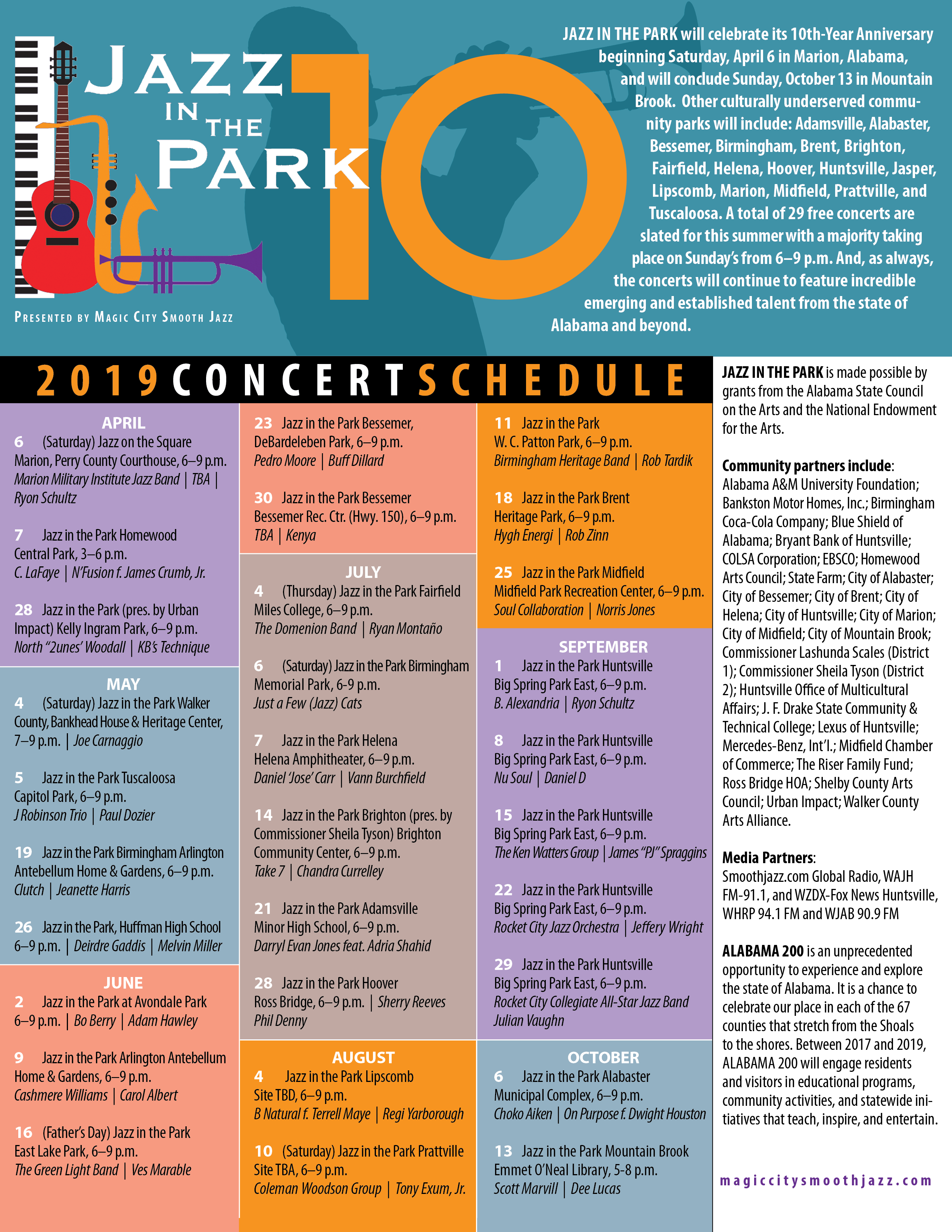 Jazz In The Park 2019 Schedule - Brochure Clipart (2550x3300), Png Download