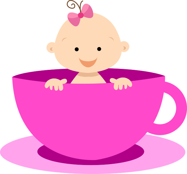 Baby Shower Png Niña - Baby In A Teacup Clipart Transparent Png (603x561), Png Download