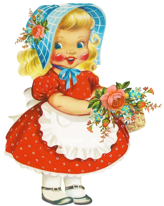 Japanese Doll Png Hd - Vintage Little Girl Clipart Transparent Png (581x736), Png Download