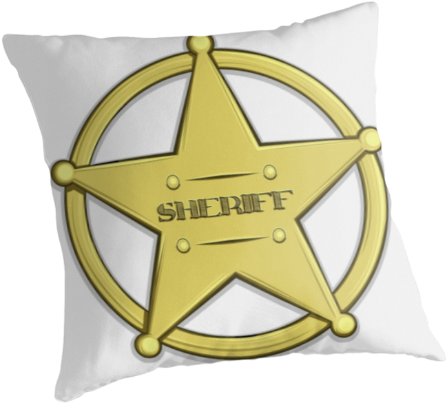 Sheriff's Badge Pillow By Anmgoug On Redbubble , Png - Cushion Clipart (649x585), Png Download