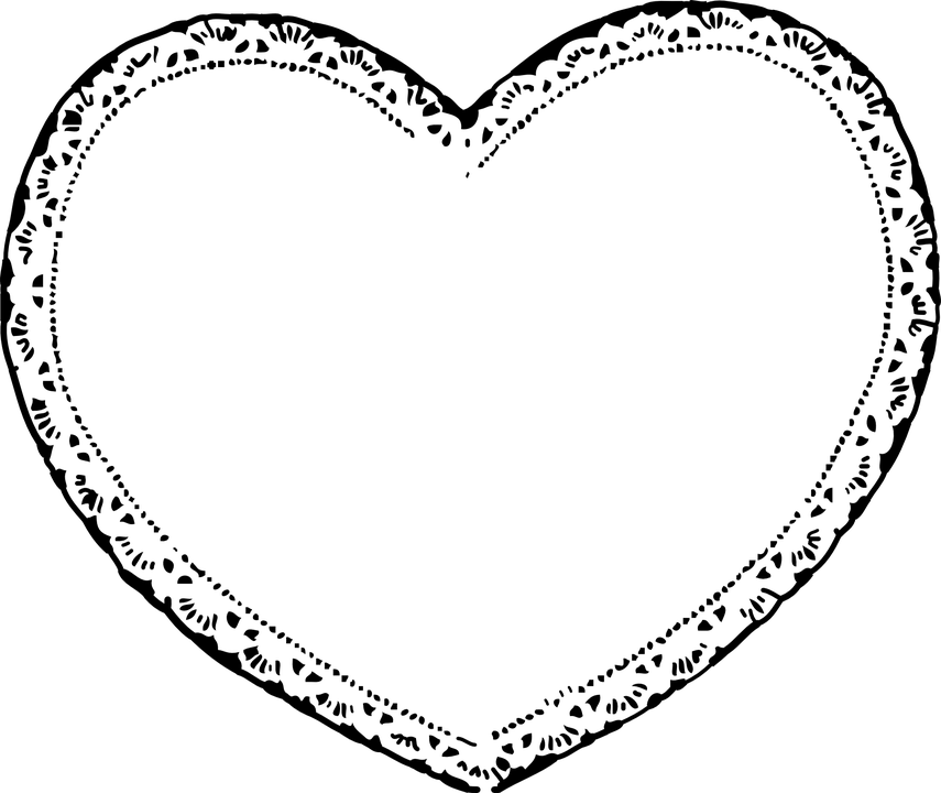 Heart Frame Black And White Clipart (855x720), Png Download