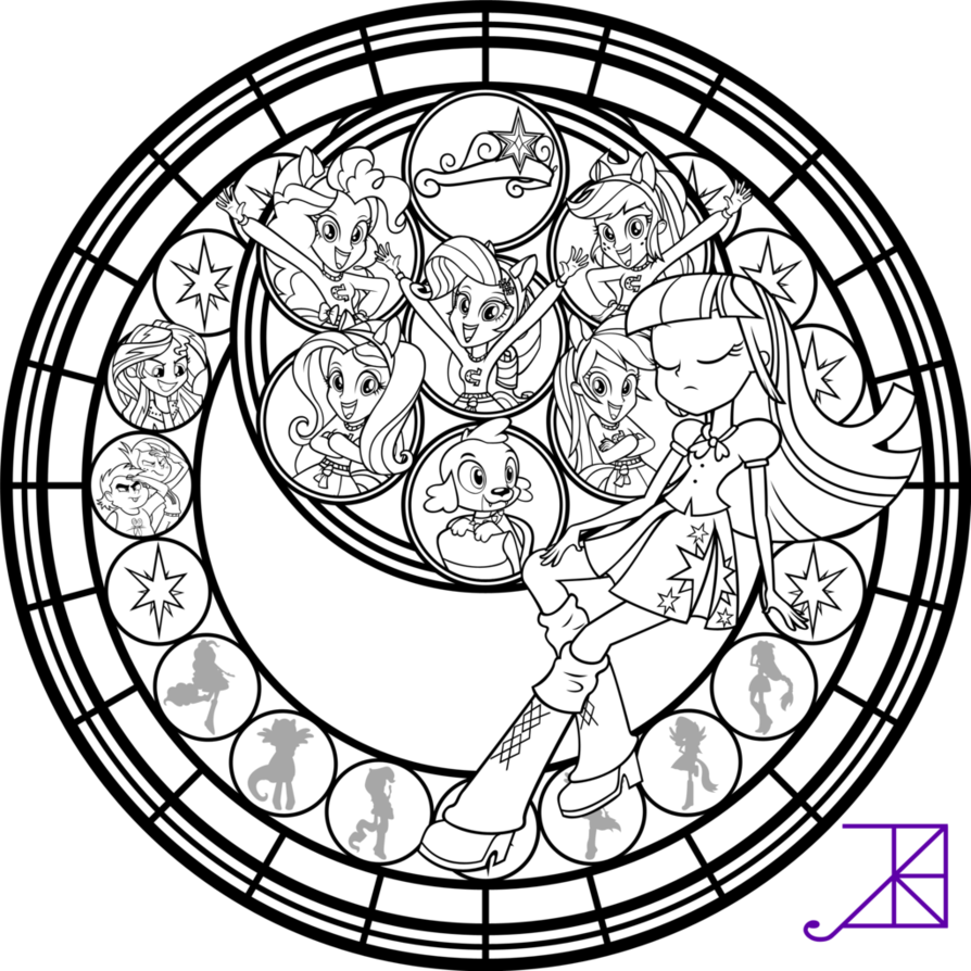 Simple Stained Glass Window Coloring Pages With Christmas - Coloring Page My Little Pony Equestria Girls Sunset Clipart (894x894), Png Download
