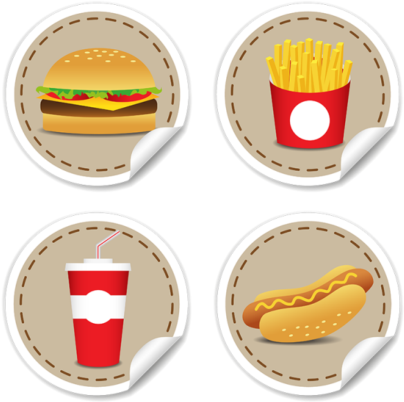 Fesat Food Icons Set, Isolated Vector Illustration - French Fries Clipart (584x581), Png Download
