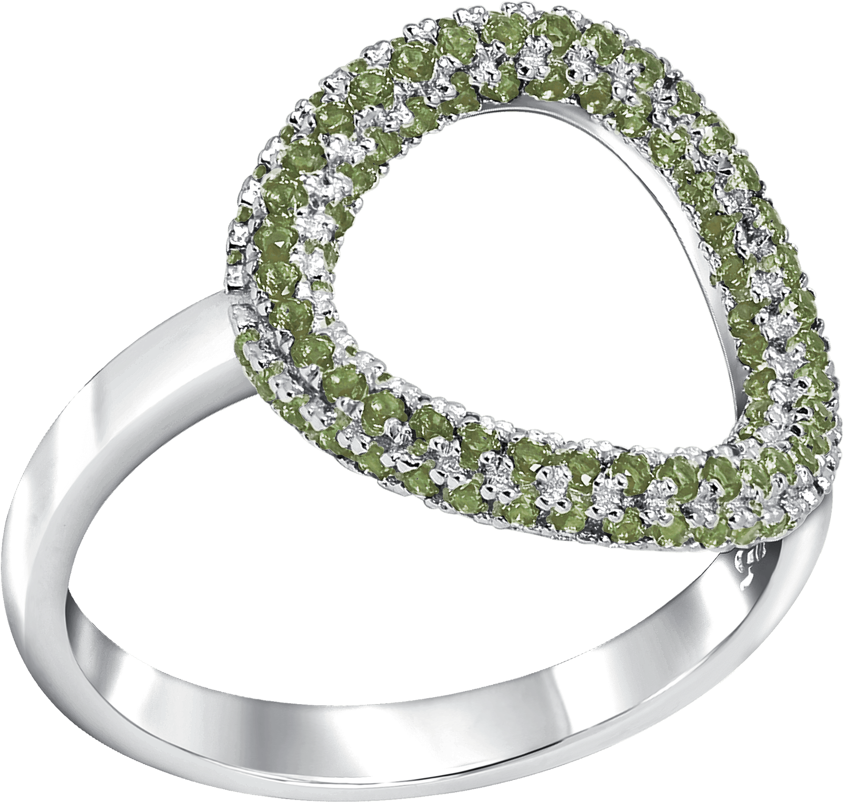 Hoop Sterling Silver Ring Pave Set With Peridot Colour - Bangle Clipart (2000x2000), Png Download