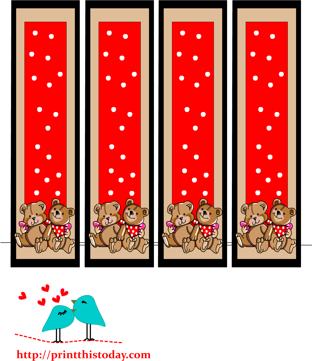 Bookmarks Featuring Teddy Bear And Hearts This Is The - Bookmark Of Teddy Bear Clipart (1275x1650), Png Download