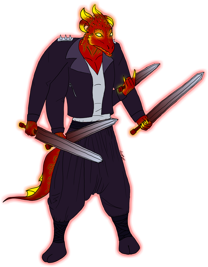 This Neon Dragonborn De Fragger Loves Metal And Is - Lady Flame Taz Clipart (674x864), Png Download