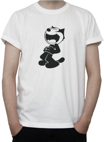 Felix The Cat Cartoon T Shirt Vintage Badass B&w Character - Silk Road Logo T Shirt Clipart (527x600), Png Download