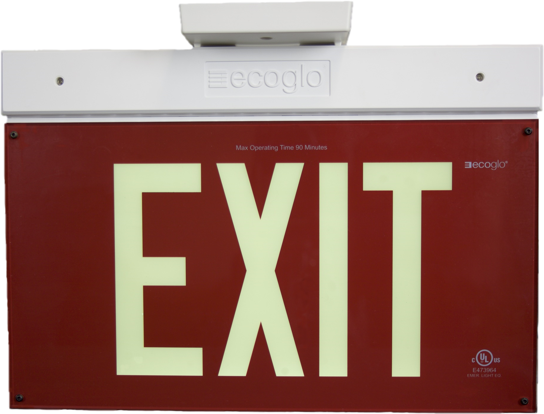 Red Photoluminescent Exit Sign - Exit Sign Clipart (2481x1415), Png Download